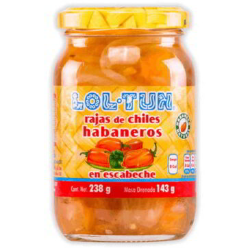 Rajas de chiles habaneros 238gr Lol Tun