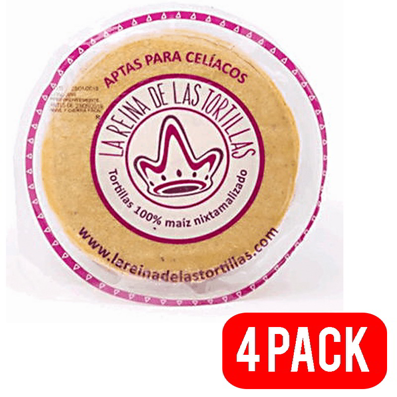 4 pack Tortillas de maíz Nixtamal 12 cm 500g La reina de las tortillas